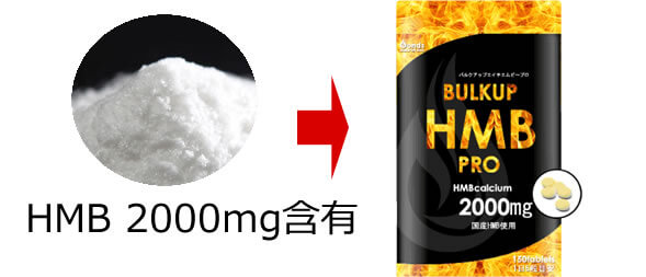 バルクアップHMBプロには2000mgのHMB配合
